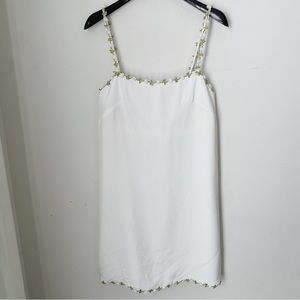 LEIN Studio SS18 Bridal RTW Ivory Silk Floral Flower Embroidered Strap Dress